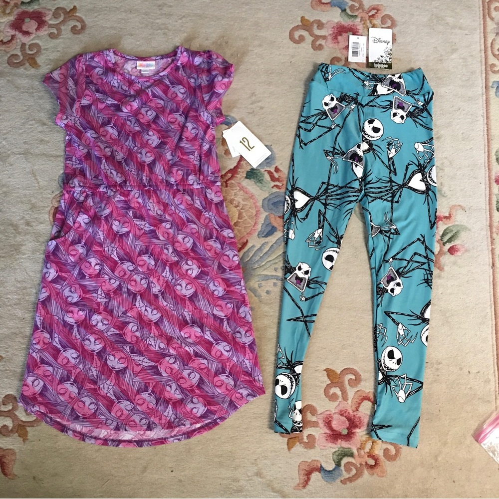 NWT Lularoe Nightmare Before Christmas Mae Dress +NWT Lularoe Nightmare Leggings